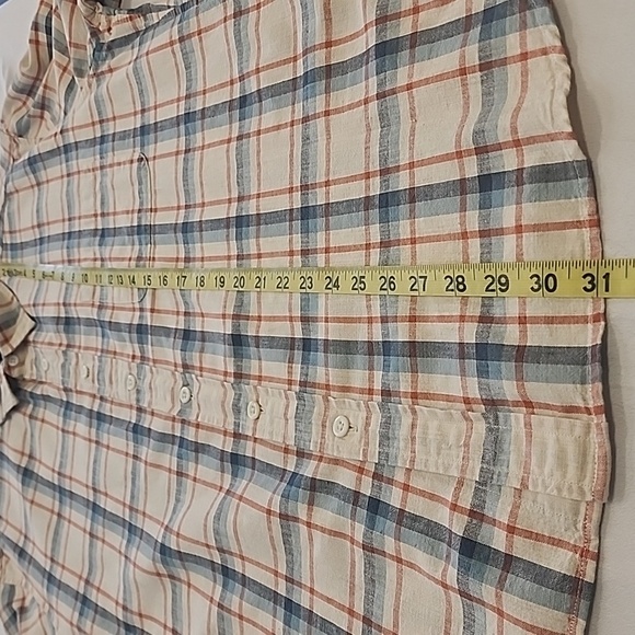 J. Crew Men's Blue Red Plaid Short Sleeve Shirt Button Front, sz LG - Picture 15 of 16